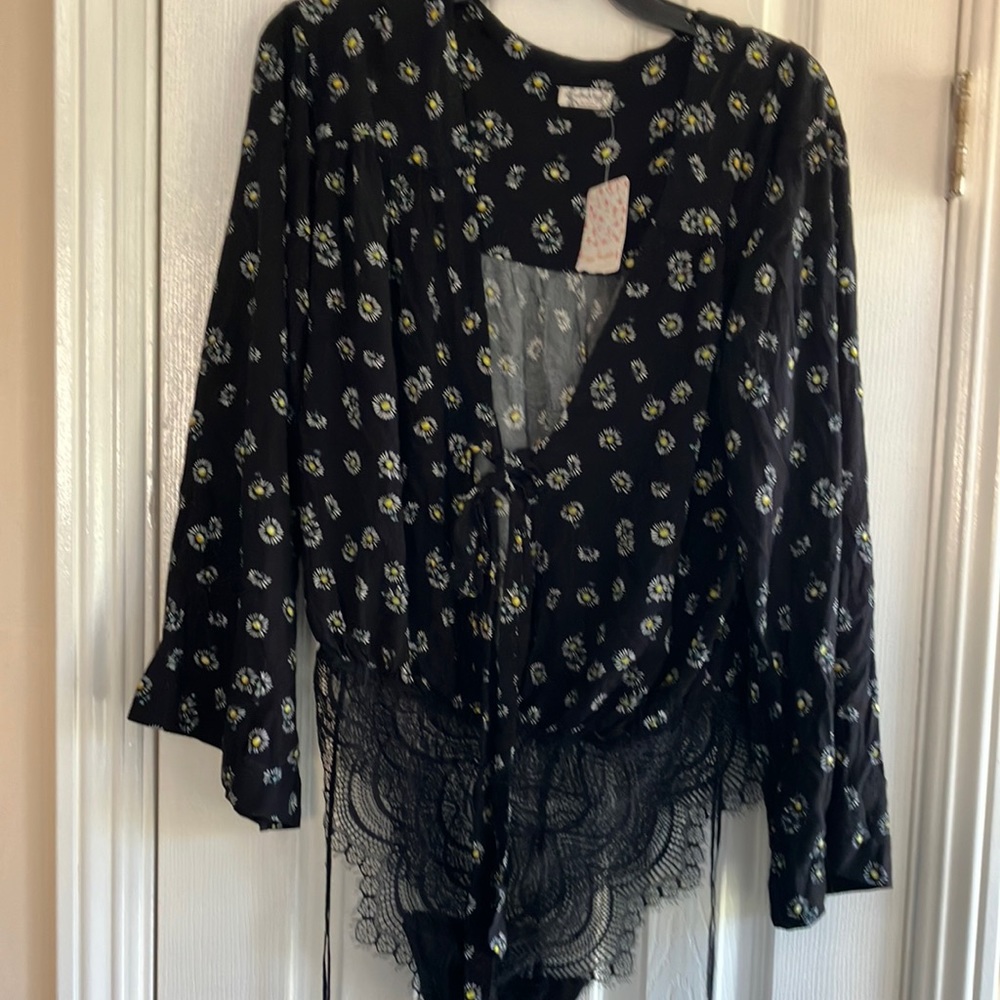 Free people bodysuit blouse black